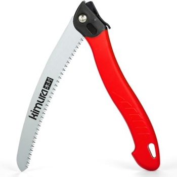Kimura Folding Saw, Heavy Duty 10 Inch Curved Blade, Japanese SK5 Steel, Hand