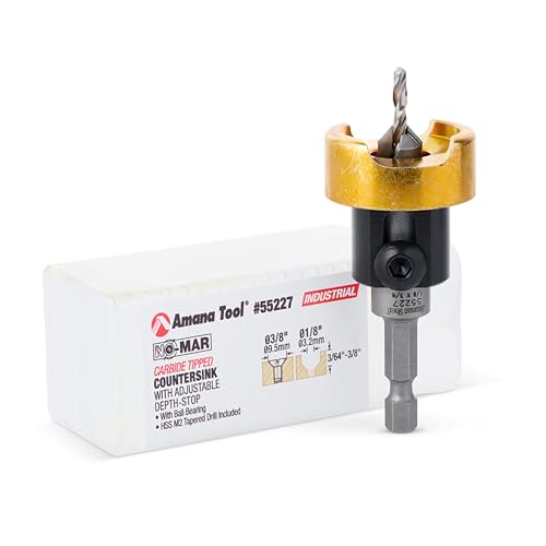Amana Tool 55227 Carbide Tipped 82 Degree Countersink Set with Adjustable Drill