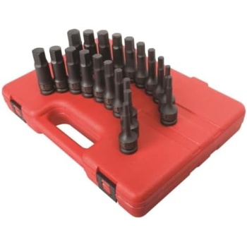 SUNEX TOOLS 2637, 1/2" Drive Master Impact Hex Driver Set, 20Piece, SAE/Metric
