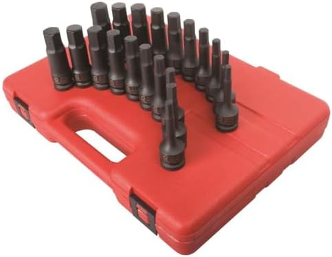 SUNEX TOOLS 2637, 1/2" Drive Master Impact Hex Driver Set, 20Piece, SAE/Metric