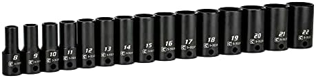 Capri Tools 3/8 in. Drive Semi-Deep Impact Sockets Set, Metric, 8 to 22 mm