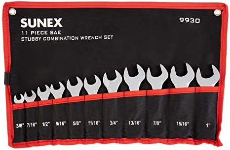Sunex Tools 9930 SAE Stubby Combination Wrench Set, 3/8-Inch - 15/15-Inch