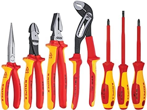 KNIPEX 989825US 7-Piece 1000V Insulated Pliers, Cutters, and Screwdriver