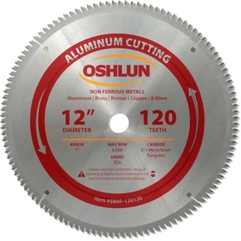 Oshlun SBNF-120120 12-Inch 120 Tooth TCG Saw Blade with 1-Inch Arbor