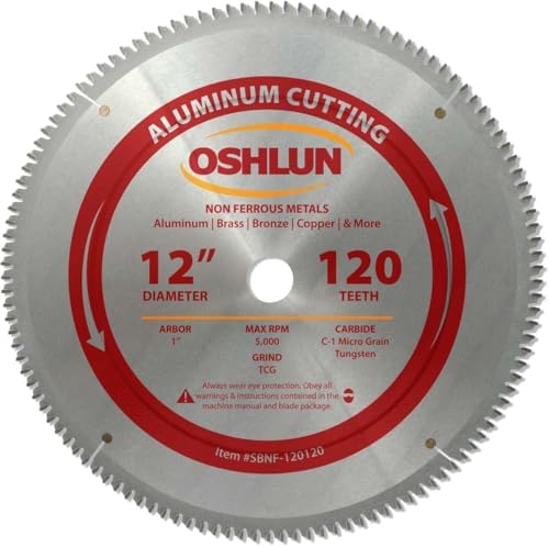 Oshlun SBNF-120120 12-Inch 120 Tooth TCG Saw Blade with 1-Inch Arbor