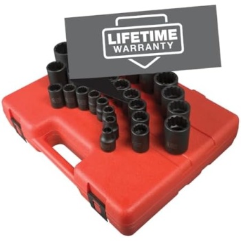 SUNEX TOOLS 2826 1/2-Inch Drive 12-Point Metric Impact Socket Set, 26-Piece