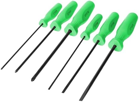 Mayhew Tools 27021LTHVG USA Screwdriver Set, Hi-Vis Green, 6-Piece Long Slotted