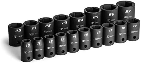 Capri Tools 1/2 in. Drive Shallow Impact Socket Set, 10 to 27 mm, Metric