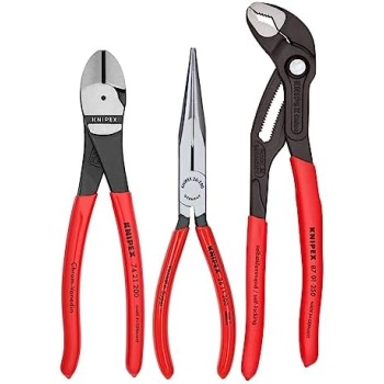 Knipex Tools 00 20 08 US2 Long Nose, Diagonal Cutter, and Cobra Pliers 3-Piece