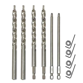 4 Pieces 3/8"(9.5mm) Drill Bit with Depth Stop Collar and 2 Pieces SQ2
