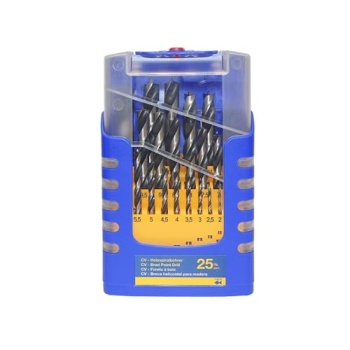 Fisch Brad Point Drill Bit Set, 25-Piece Chrome Vanadium Wood Drill Bits
