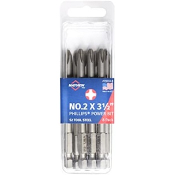 Mayhew Tools 19233-8 USA Phillips Power Bit, NO. 2 x 3.5", 8-Pack