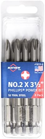 Mayhew Tools 19233-8 USA Phillips Power Bit, NO. 2 x 3.5", 8-Pack