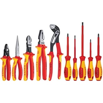 KNIPEX 989830US 10 -Piece 1000V Insulated Pliers, Cutters, and Screwdriver