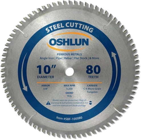 Oshlun SBF-100080 10-Inch 80 Tooth TCG Saw Blade with 5/8-Inch Arbor for Mild