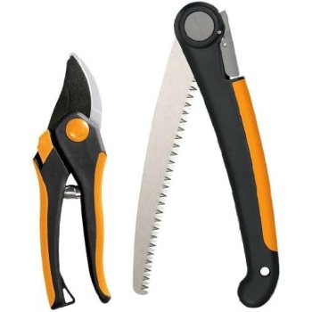 Fiskars Folding Saw and Pruner Set, Garden Clippers, Gardening Scissors