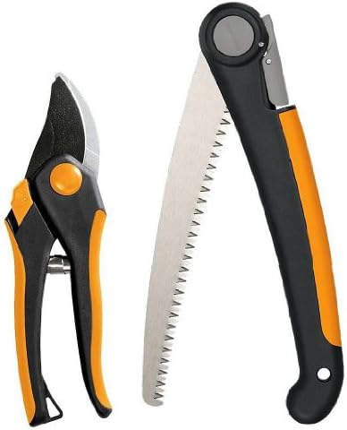 Fiskars Folding Saw and Pruner Set, Garden Clippers, Gardening Scissors