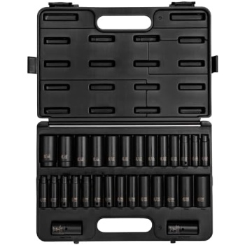 SUNEX TOOLS 5153DD, 1/2 Inch Drive Master Impact Socket Set, Double Deep