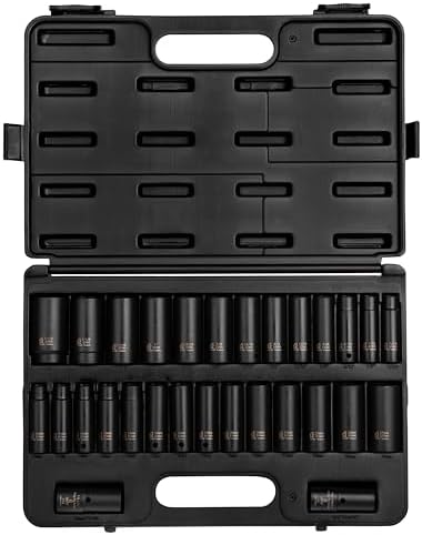 SUNEX TOOLS 5153DD, 1/2 Inch Drive Master Impact Socket Set, Double Deep