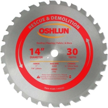 Oshlun SBR-140030 14-Inch 30 Tooth FTG Saw Blade with 1-Inch Arbor
