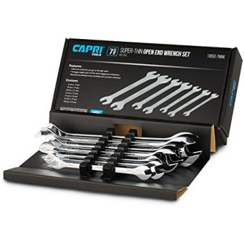 Capri Tools Super-Thin Open End Wrench Set, Metric, 6 to 19 mm, 7-Piece