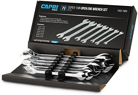 Capri Tools Super-Thin Open End Wrench Set, Metric, 6 to 19 mm, 7-Piece