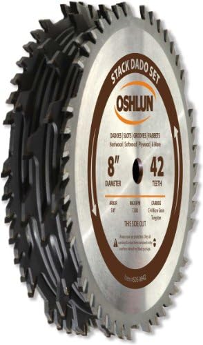 Oshlun SDS-0842 8-Inch 42 Tooth Stack Dado Set with 5/8-Inch Arbor