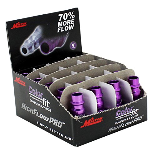 Milton 760VC-20 ColorFit HighFlowPRO Plugs, V-style Purple, 1/4" NPT Male, Box