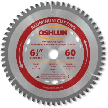 Oshlun SBNF-065060 6-1/2-Inch 60 Tooth TCG Saw Blade with 5/8-Inch Arbor