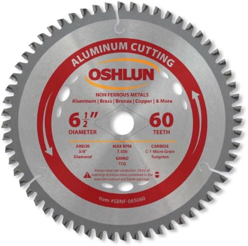 Oshlun SBNF-065060 6-1/2-Inch 60 Tooth TCG Saw Blade with 5/8-Inch Arbor