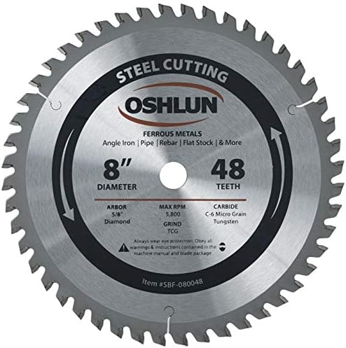 Oshlun SBF-080048 8-Inch 48 Tooth TCG Saw Blade with 5/8-Inch Arbor
