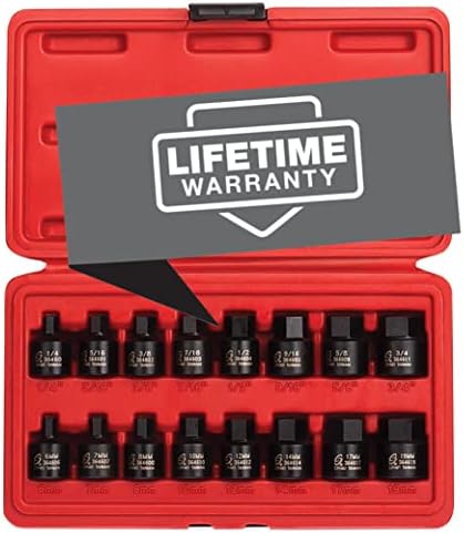 Sunex 3646, 3/8 Inch Drive Low Profile Impact Hex Driver Set, 16-Piece