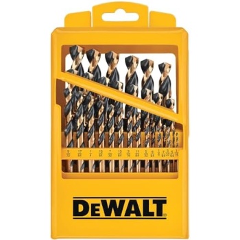 DEWALT Drill Bit Set 29 Pc Black and Gold, High Speed Steel, Split Point, Black