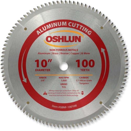 Oshlun SBNF-100100 10-Inch 100 Tooth TCG Saw Blade with 5/8-Inch Arbor