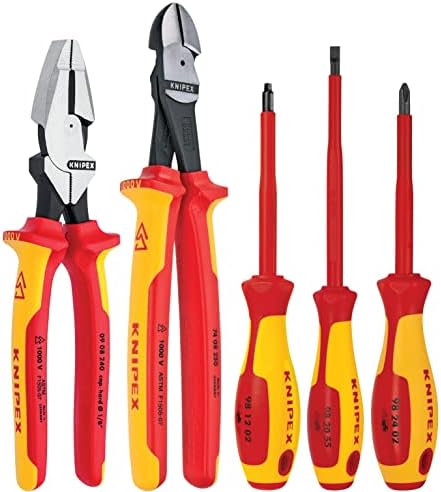 KNIPEX Tools 989822US 5-Piece 1000V Insulated High Leverage Pliers