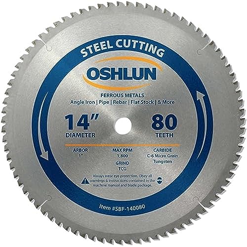 Oshlun SBF-140080 14-Inch 80 Tooth TCG Saw Blade with 1-Inch Arbor for Mild