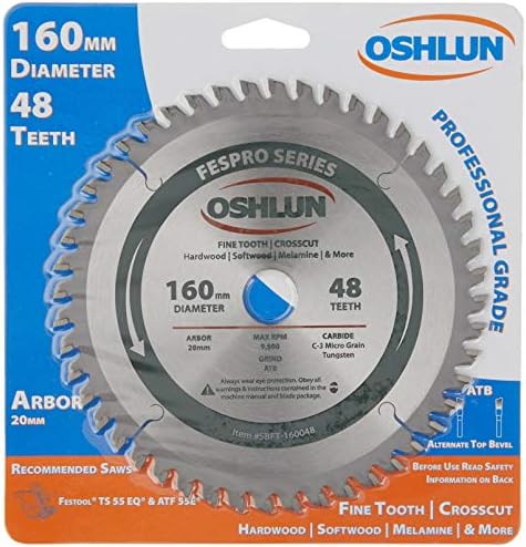 Oshlun SBFT-160048 160mm 48 Tooth FesPro Crosscut ATB Saw Blade with 20mm Arbor