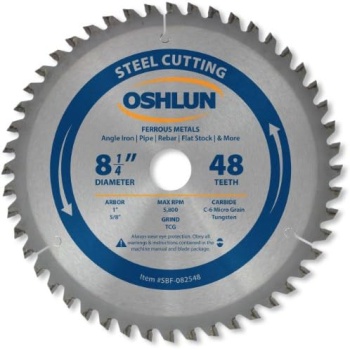 Oshlun SBF-082548 8-1/4-Inch 48 Tooth TCG Saw Blade with 1-Inch Arbor