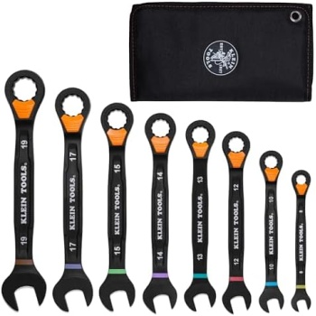 KLEIN TOOLS 69508M Metric Ratcheting Combination Wrench Set, 8-Piece, Slide-Lock
