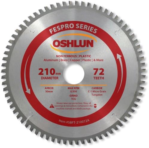 Oshlun SBFT-210072A 210mm 72 Tooth FesPro Non Ferrous TCG Saw Blade