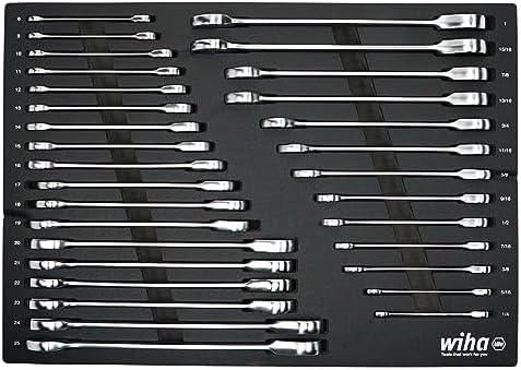 Wiha 30392 31-Piece Ratcheting Wrench Set – SAE & Metric, 12-Point Box and Open