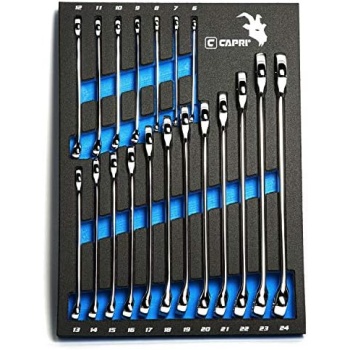 Capri Tools Combination Wrench Set with The Mechanic's Tray, Metric 6 to 24 mm